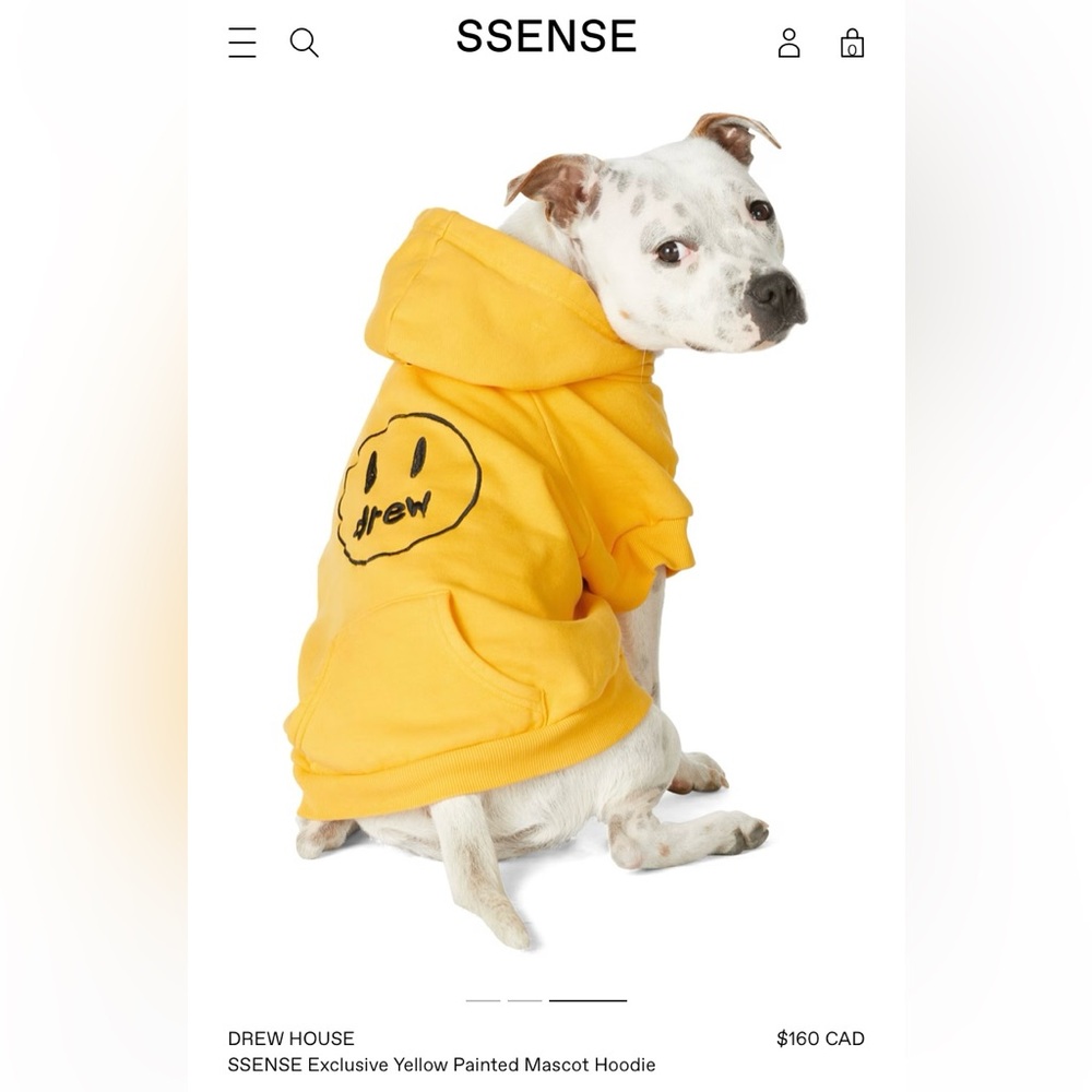 DREW HOUSE
SSENSE Exclusive Yellow Painted Dog Mascot Hoodie - Brand New